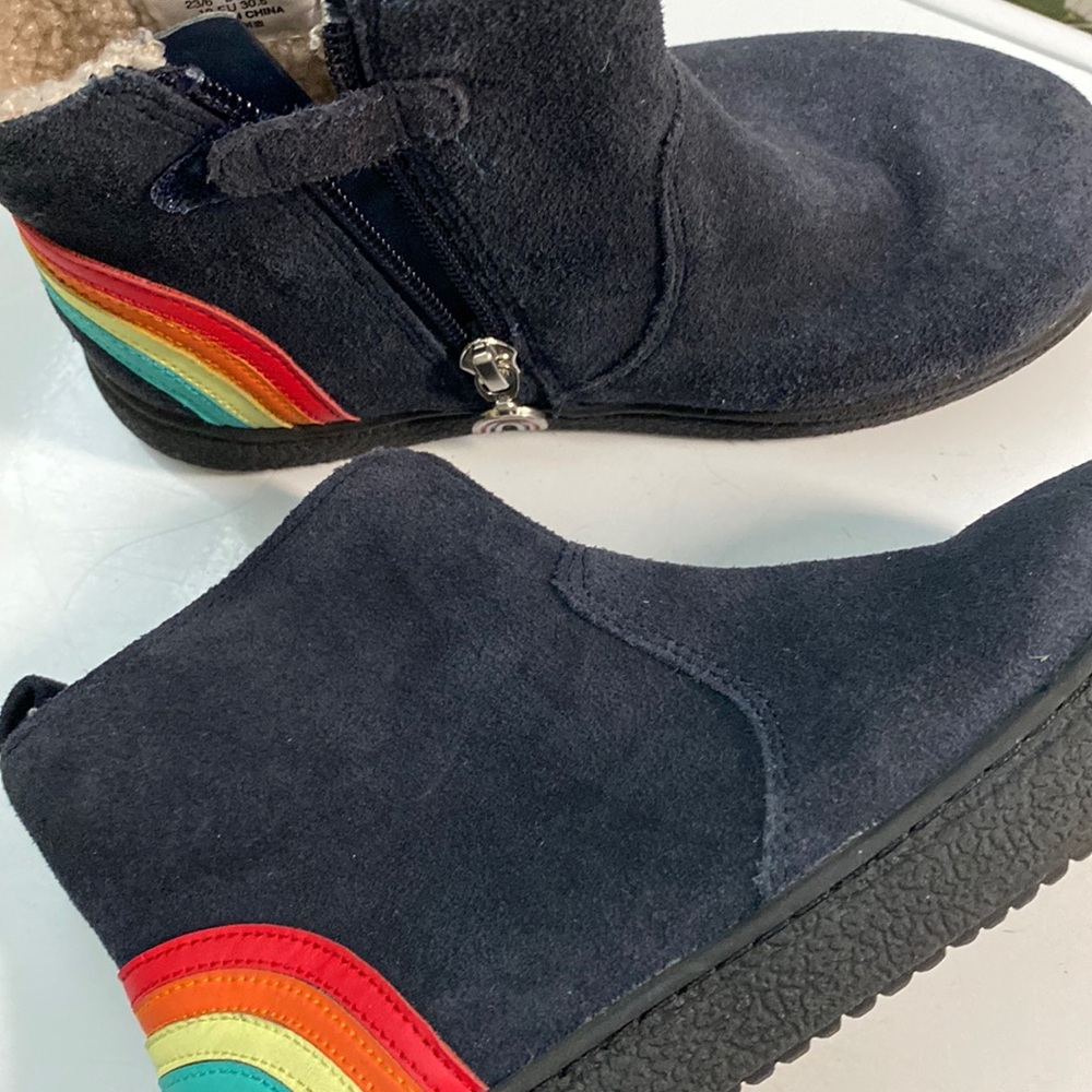 Next uk navy suede zip up rainbow boots